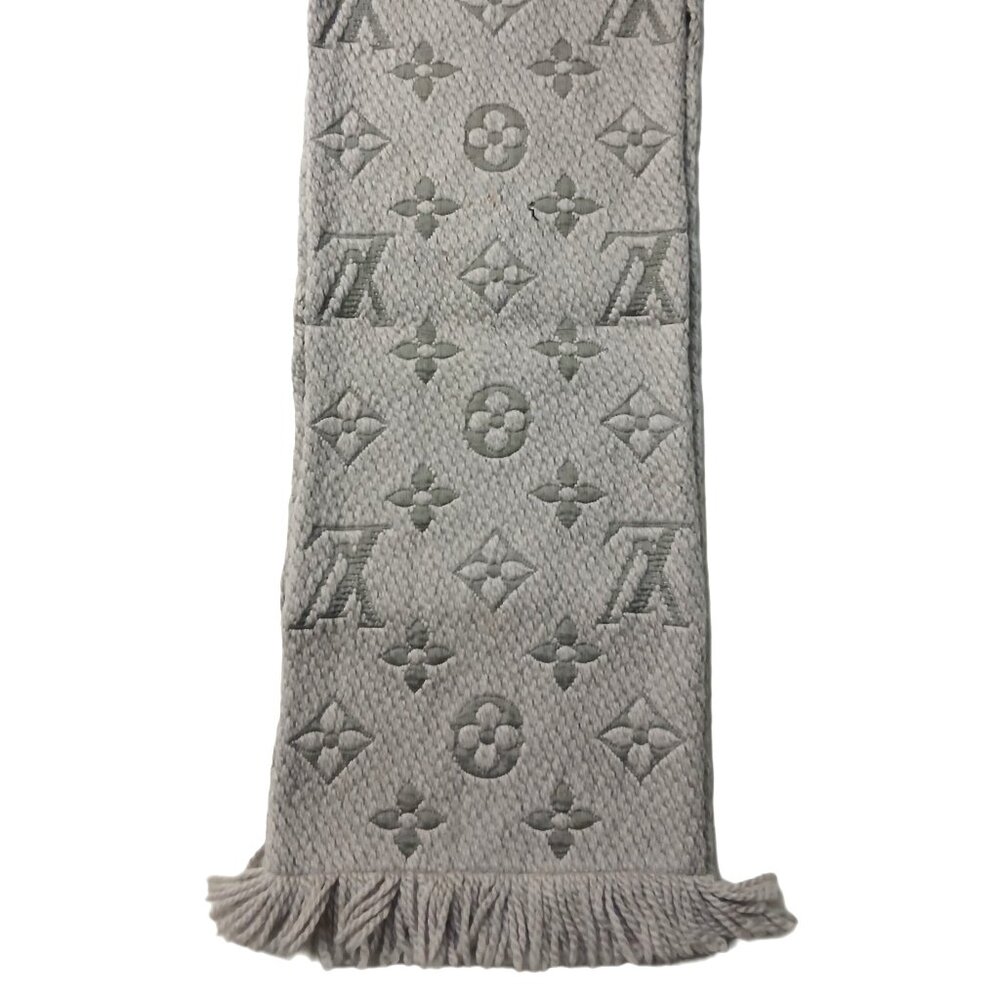 Louis Vuitton LV Gray Silver Monogram Logomania Scarf Pre-Owned